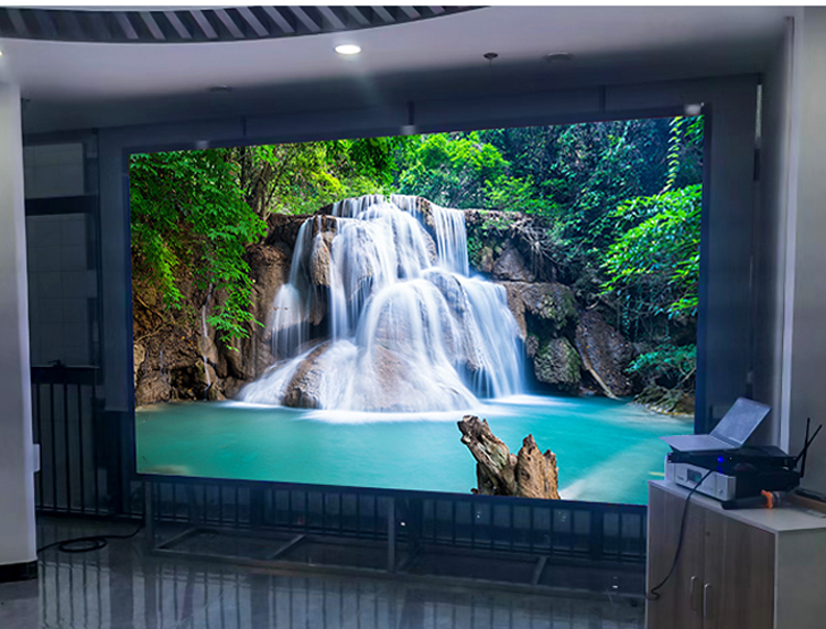 P2.5 full-color LED display screen in a certain enterprise exhibition hall in Dongguan is fully lit and delivered